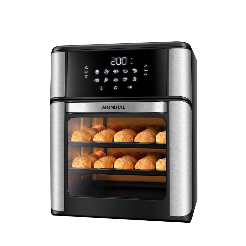 Fritadeira Air Fryer Forno Oven 12L Mondial Preto Inox